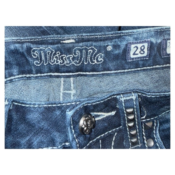 Miss Me - Bootcut Jeans JW4288B9R - Dark Wash Embellished Flap Pockets - Size 28 - Picture 6 of 9